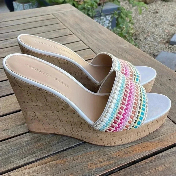 Veronica Beard Dali Woven Wedge Sandals - Picture 2 of 8